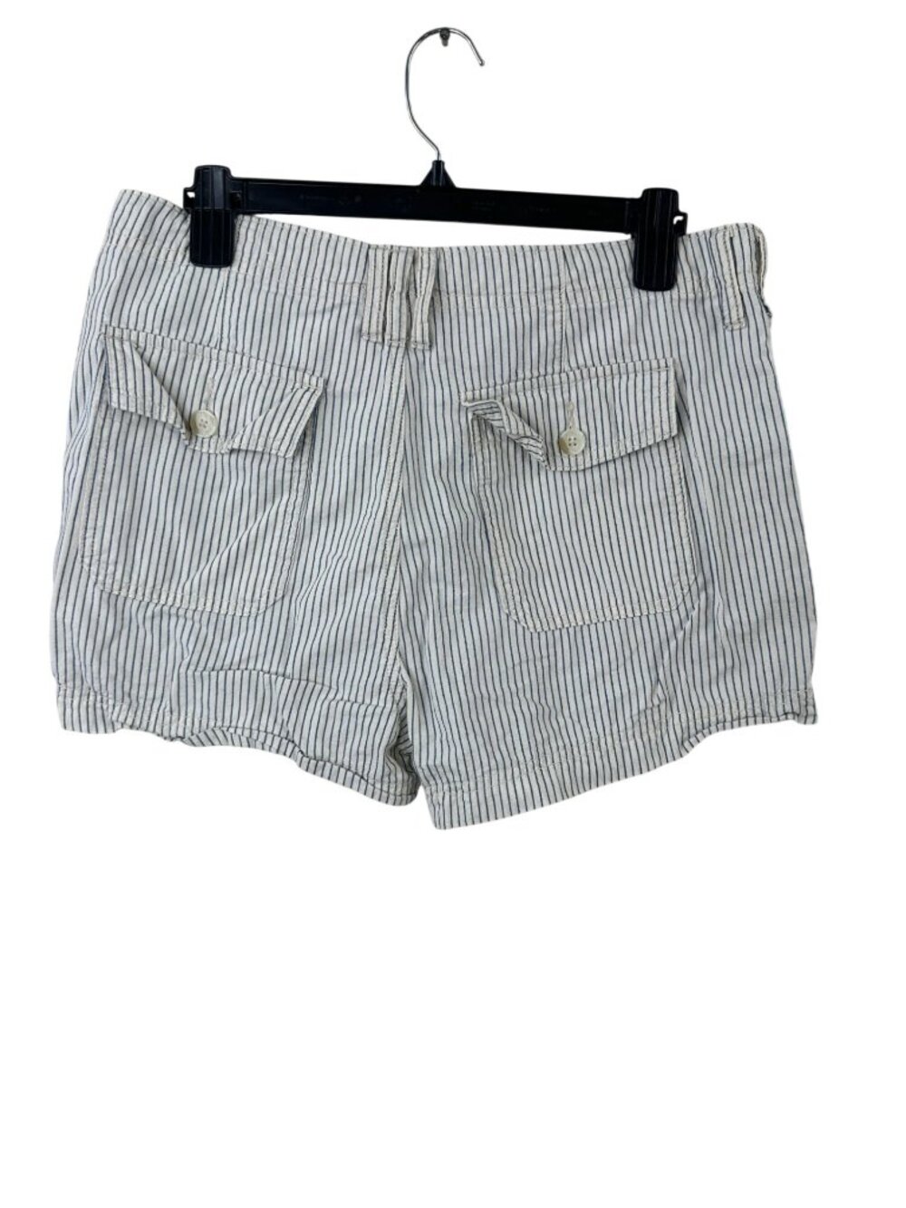American Eagle Womens Striped Cotton Shorts10 Blue Cream Casual Summer Cotton - Picture 3 of 7